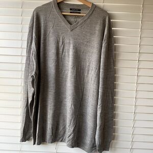 Castagne Men’s Merino Wool V-Neck Gray Sweater 3XL